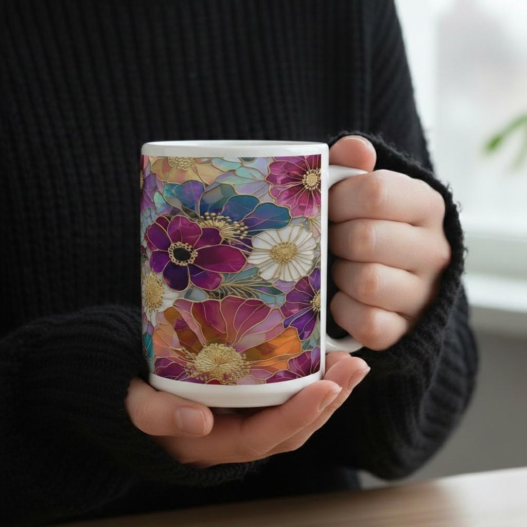 Floral Cups -  Large and Small Ceramic Mugs