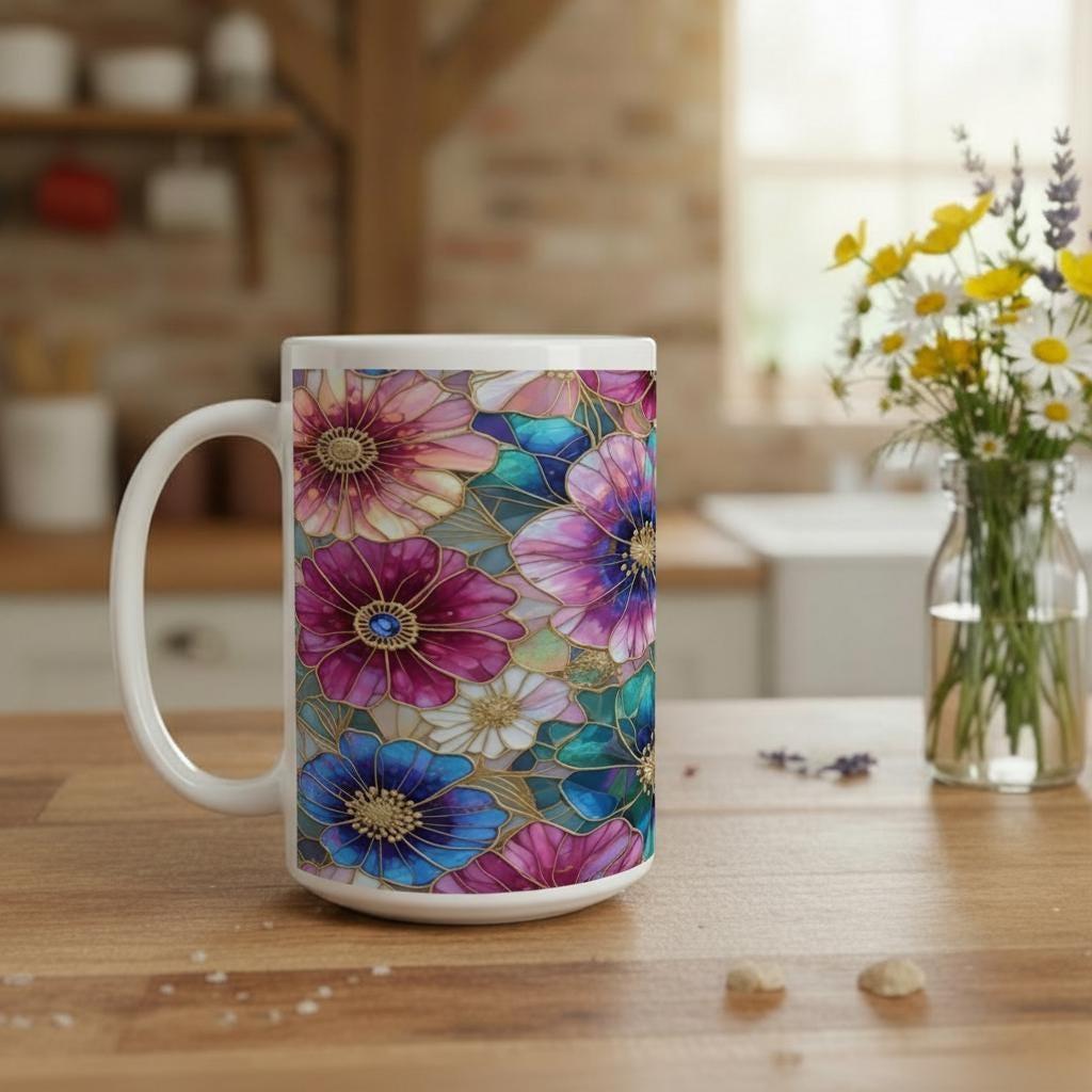 Floral Cups -  Large and Small Ceramic Mugs