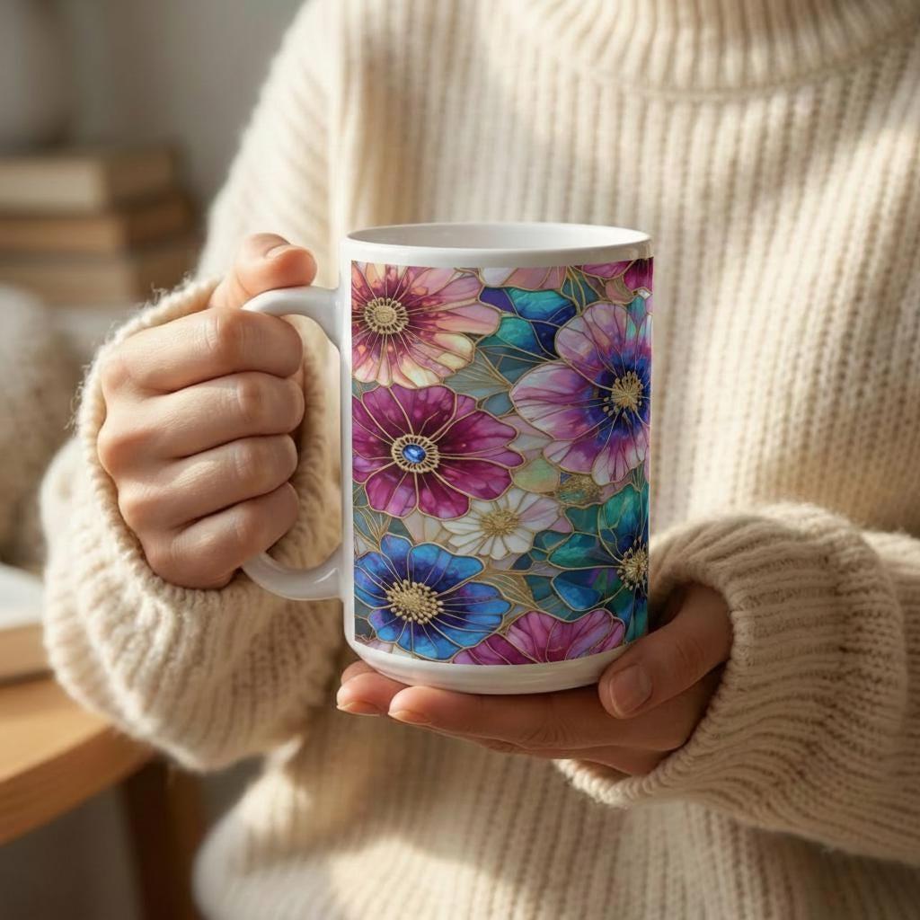 Floral Cups -  Large and Small Ceramic Mugs