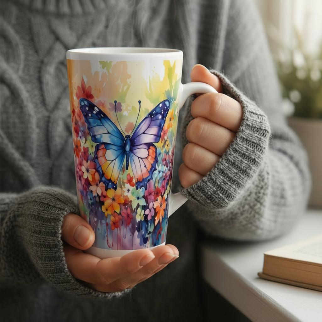 Latte 17oz Ceramic Mug - Coffee or Tea Cup, Extra Tall