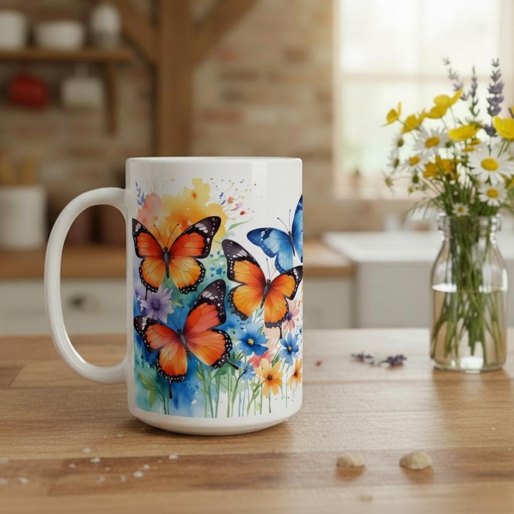 Butterfly - Large and Small Ceramic Mugs