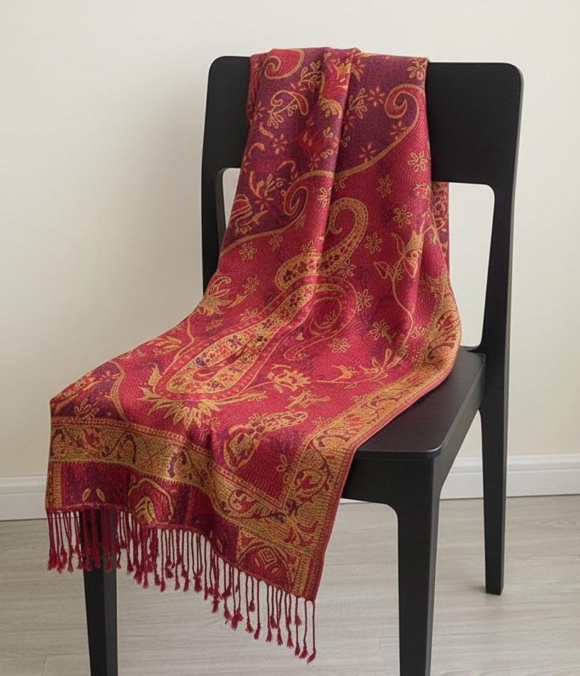 Reversible Soft Pashmina Shawl & Scarf for Women, Jacquard Brocade, Shawl, Sarong or Head Wraps