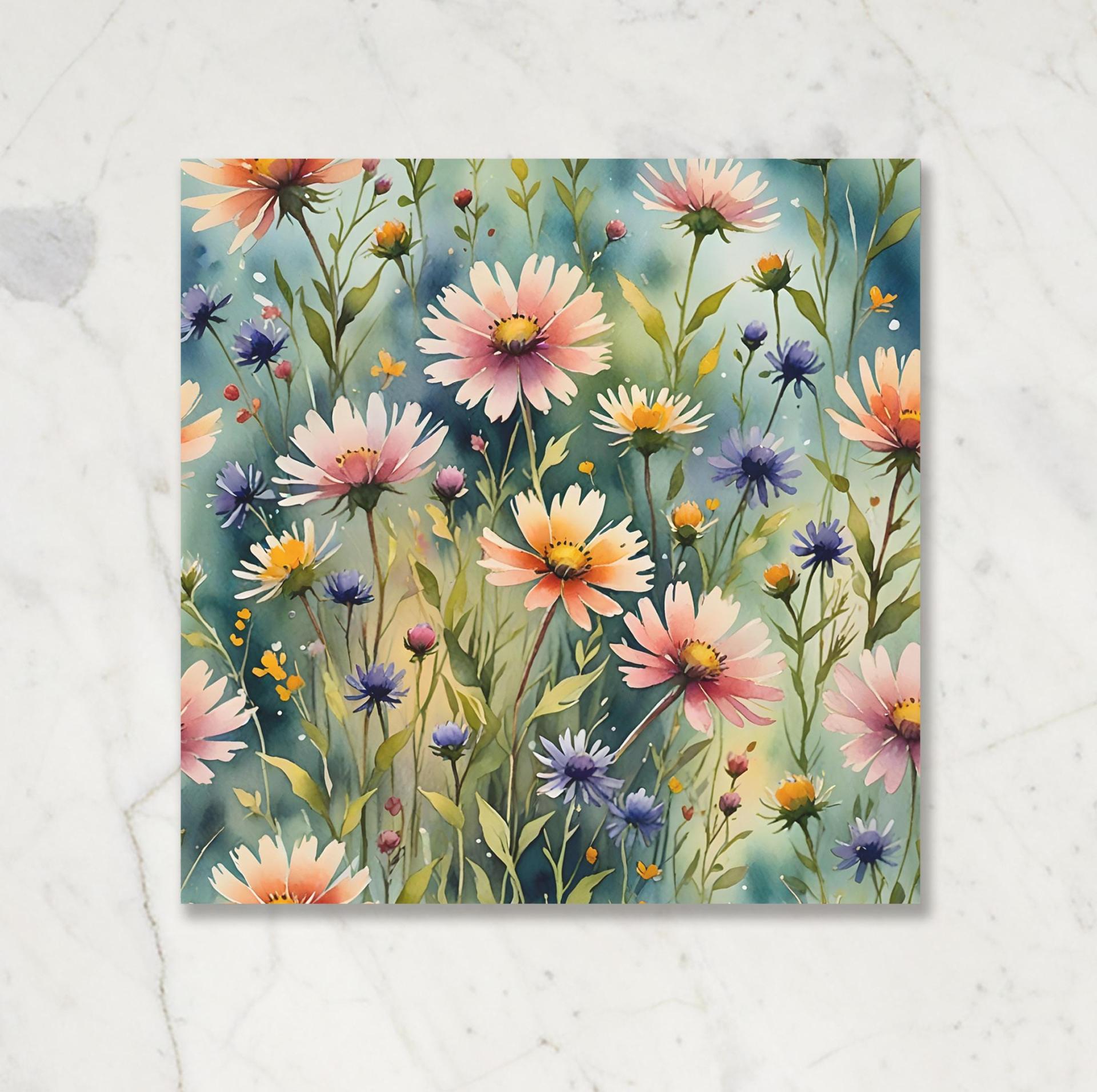 Set of 3 Watercolor Floral Greeting Cards, Blank Inside (5x7 inch)