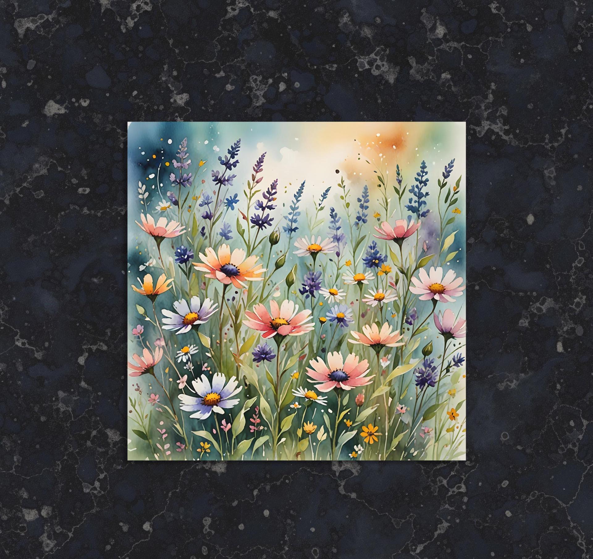 Set of 3 Watercolor Floral Greeting Cards, Blank Inside (5x7 inch)