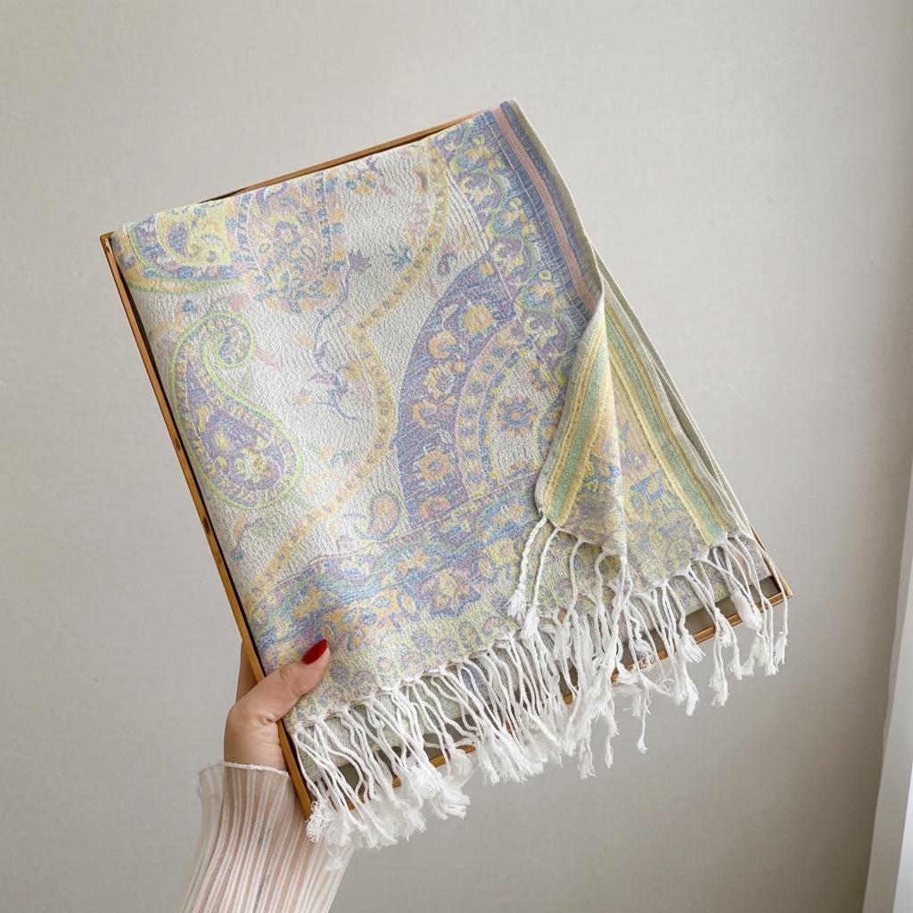 Soft Pashmina Shawl & Scarf for Women, Jacquard Brocade, Shawl, Sarong or Head Wraps