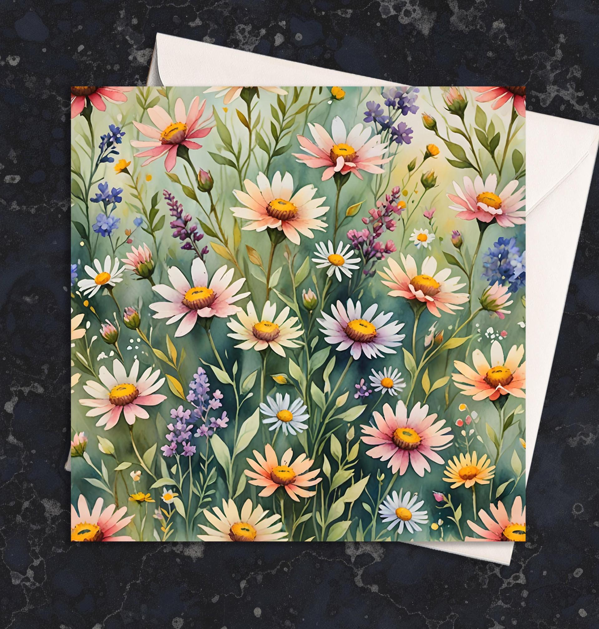 Flowers - Original Art Card - Single Card or Bulk 10 Pack of Gift Cards