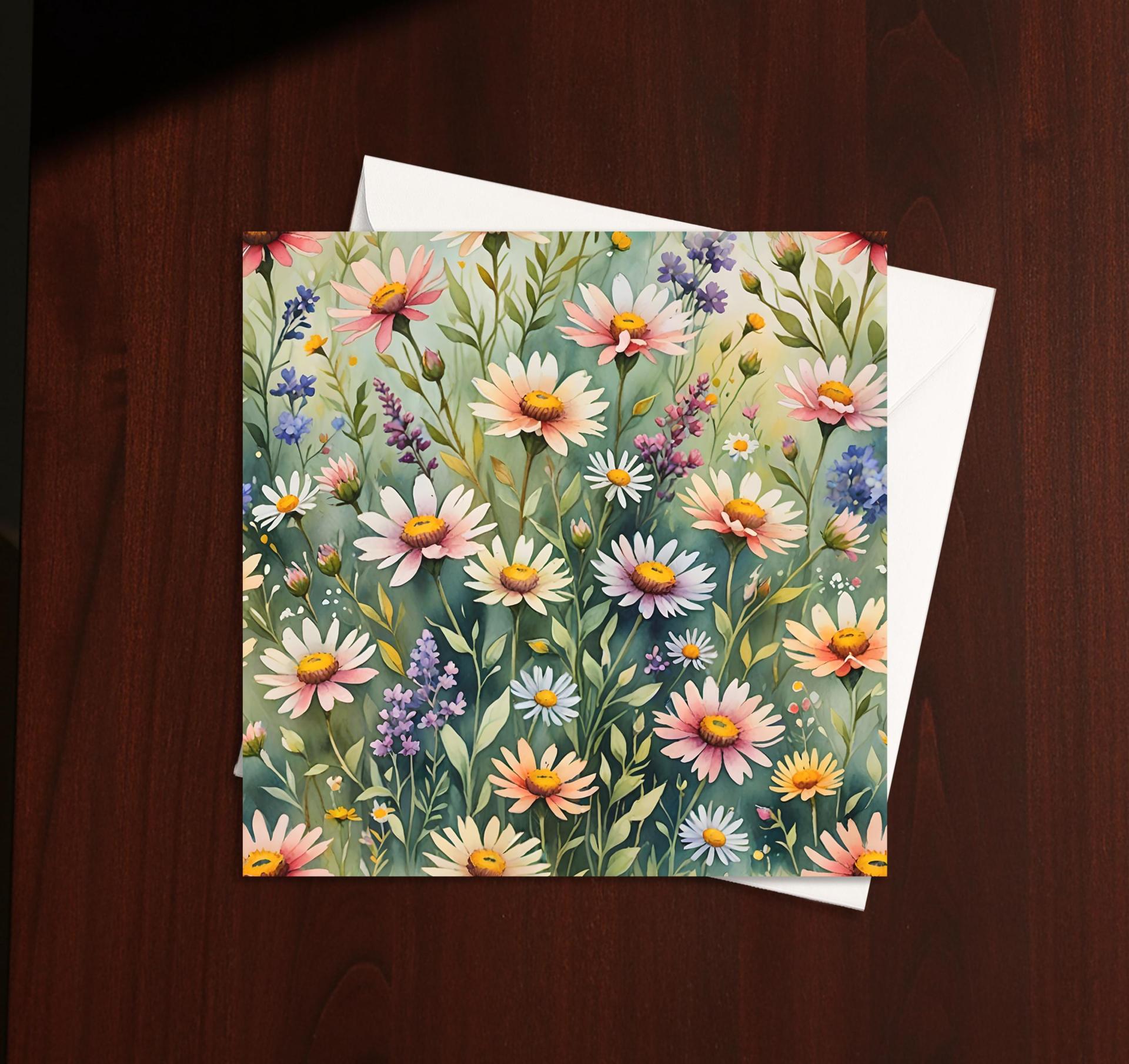 Flowers - Original Art Card - Single Card or Bulk 10 Pack of Gift Cards