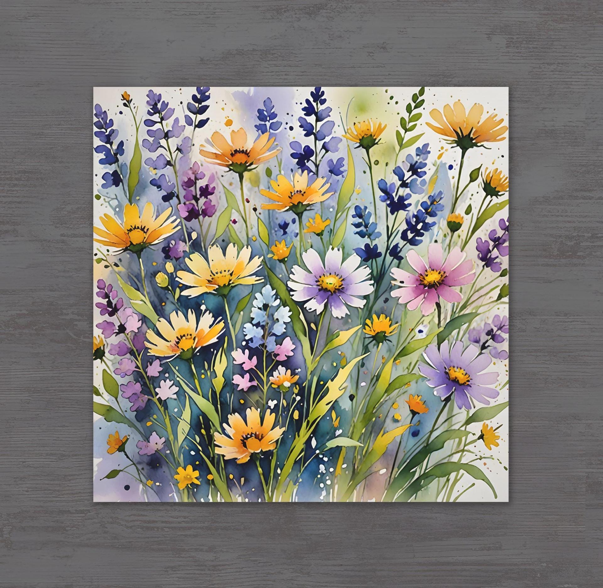 Flowers - Original Art Card - Single Card or Bulk 10 Pack of Gift Cards
