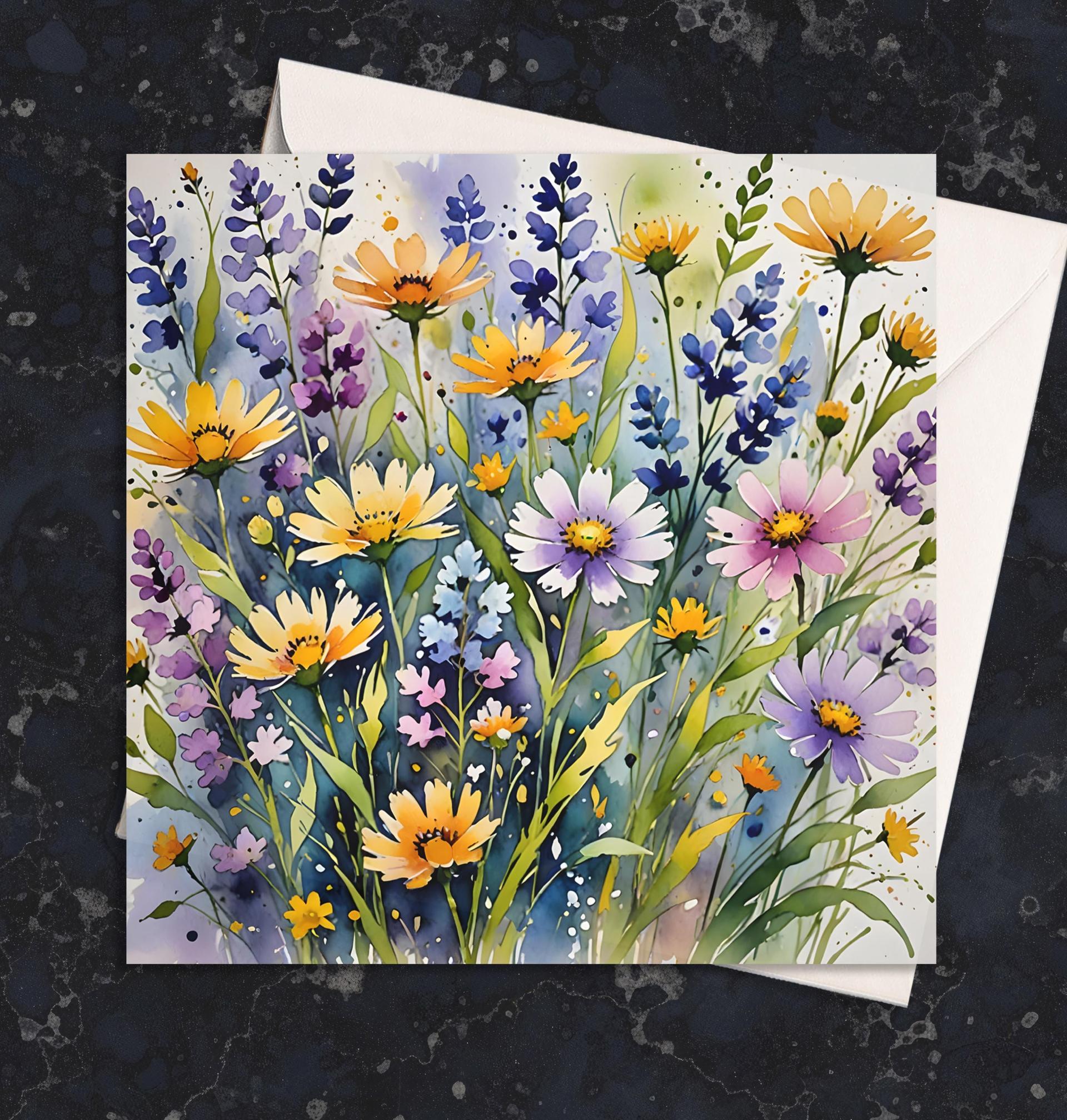 Flowers - Original Art Card - Single Card or Bulk 10 Pack of Gift Cards