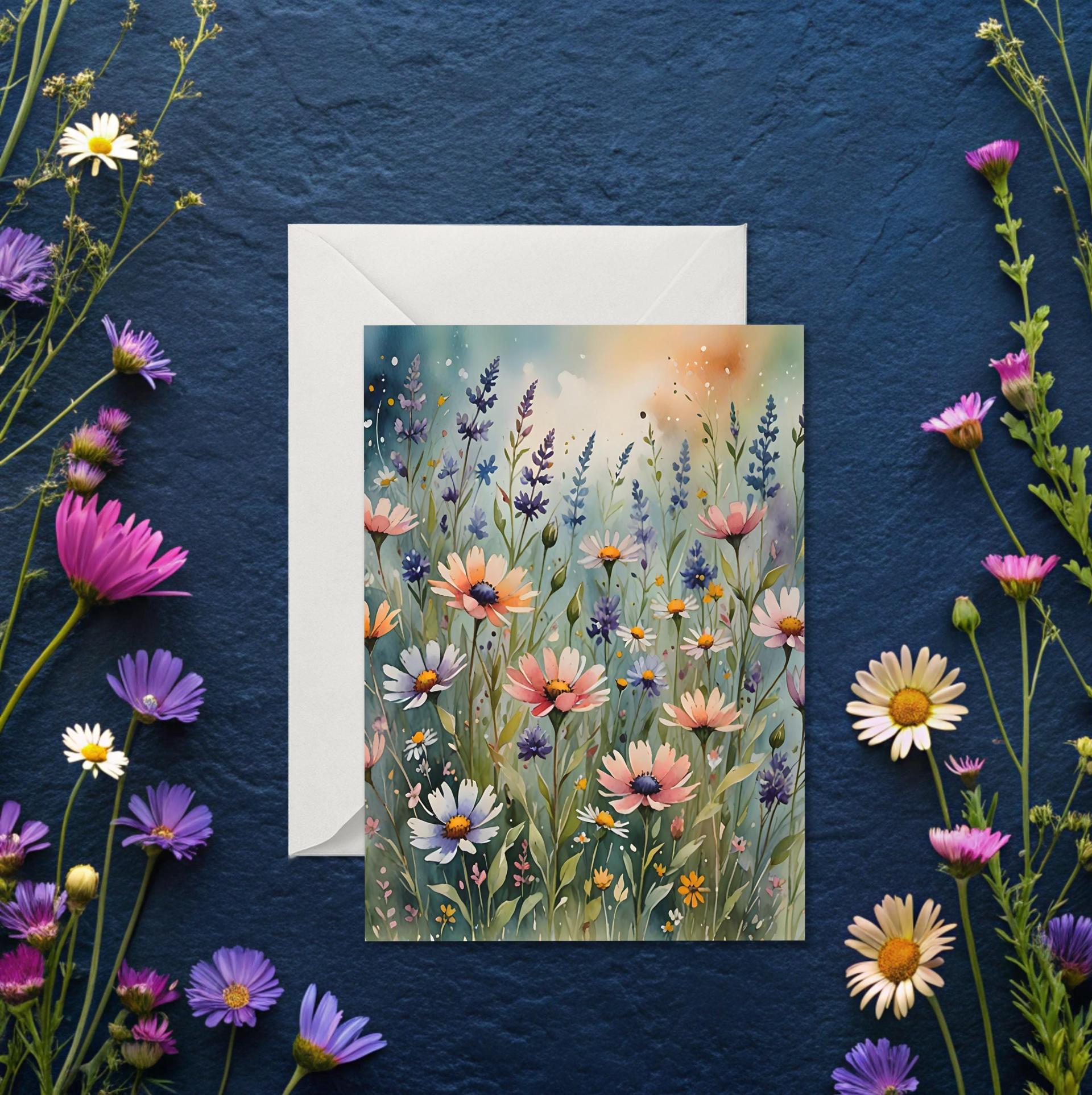 Flowers - Original Art Card - Single Card or Bulk 10 Pack of Gift Cards