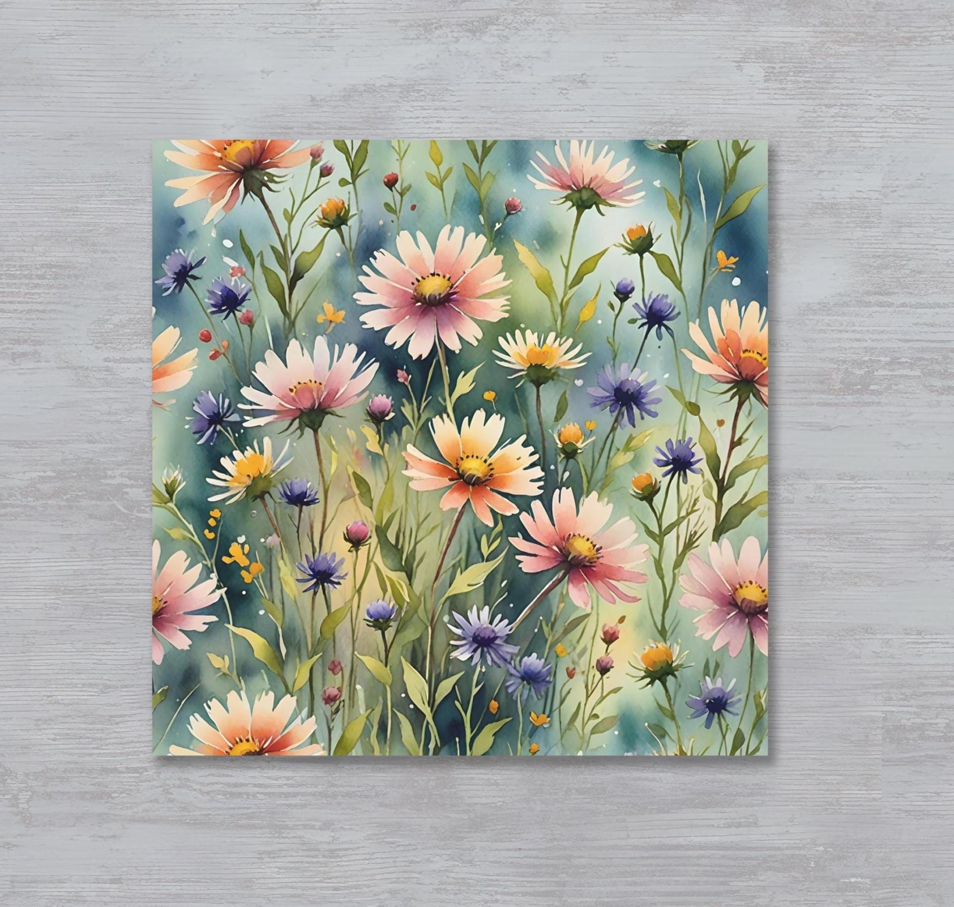 Flowers - Original Art Card - Single Card or Bulk 10 Pack of Gift Cards