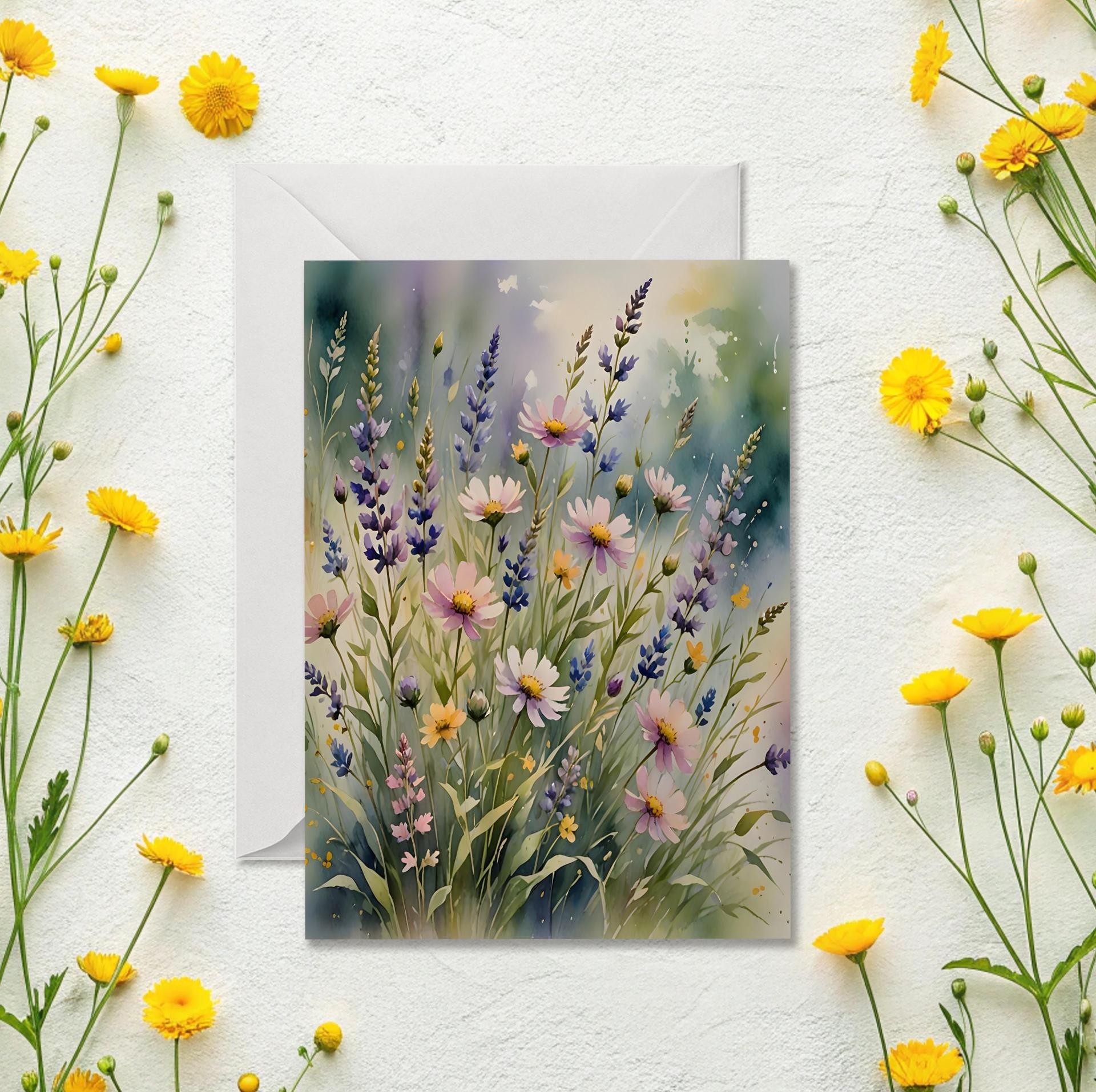 Flowers - Original Art Card - Single Card or Bulk 10 Pack of Gift Cards