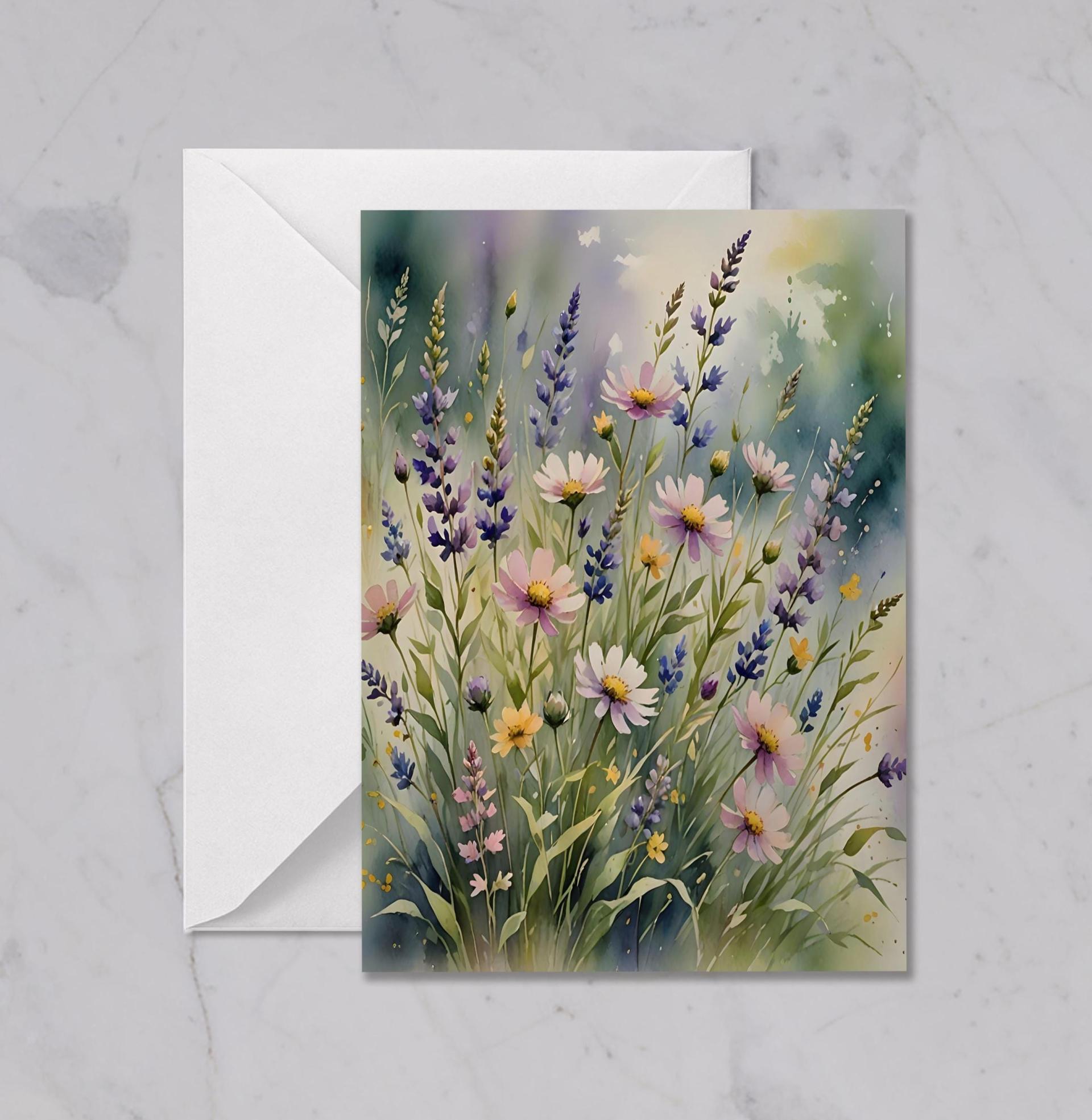 Flowers - Original Art Card - Single Card or Bulk 10 Pack of Gift Cards