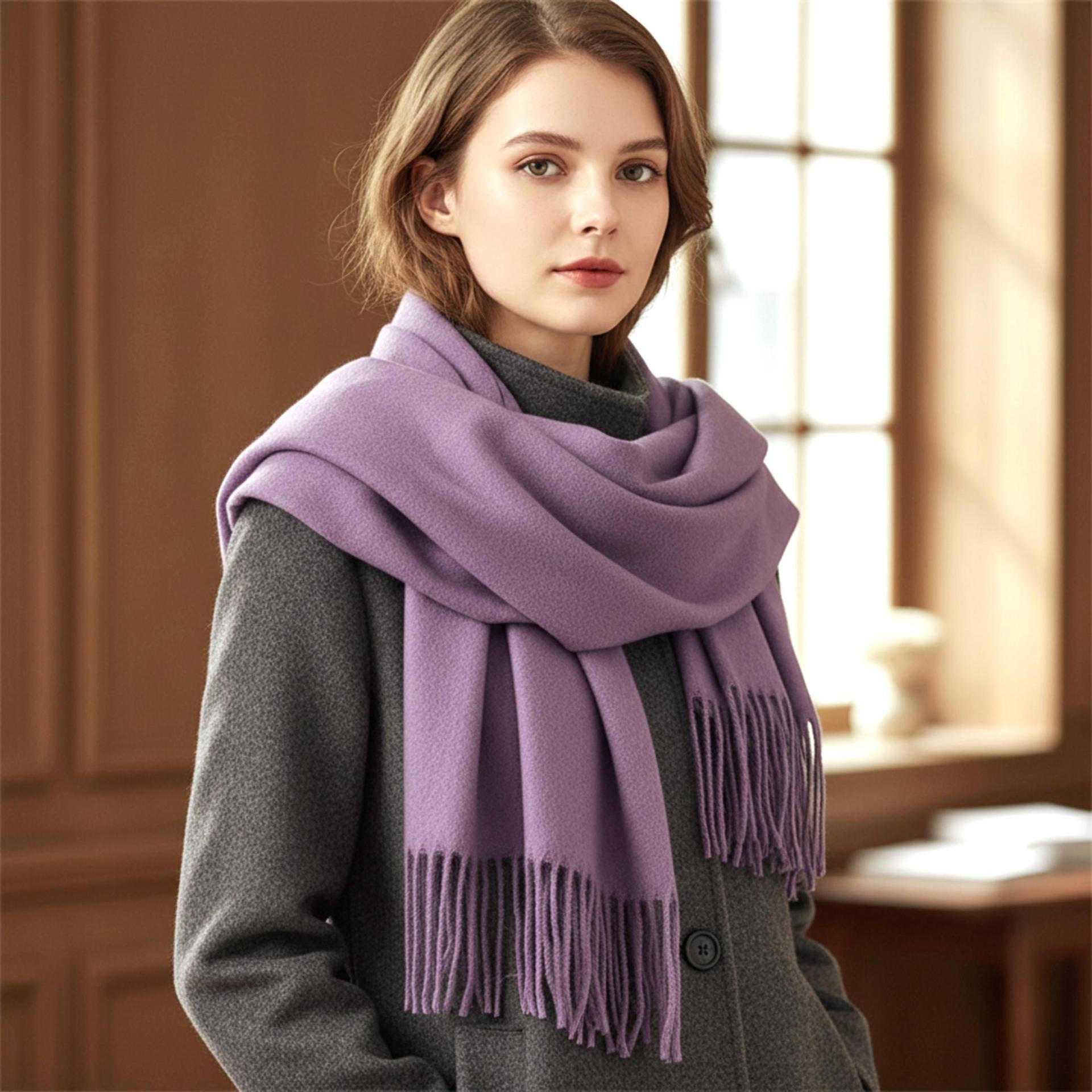 Lavender Pashmina, Blanket Shawl - Lightweight Wide Scarf and Wrap