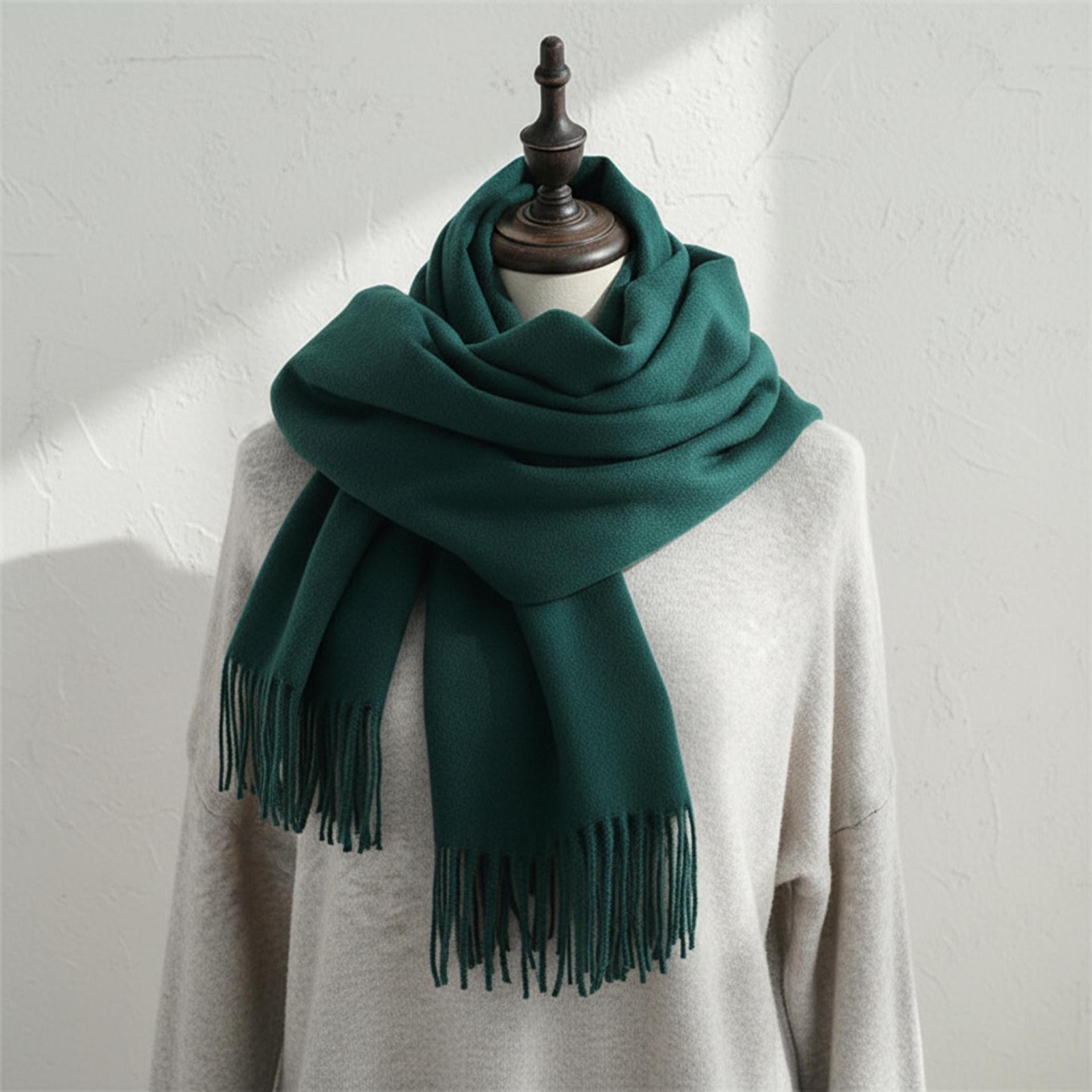 Emerald Green Pashmina, Blanket Shawl - Lightweight Wide Scarf and Wrap