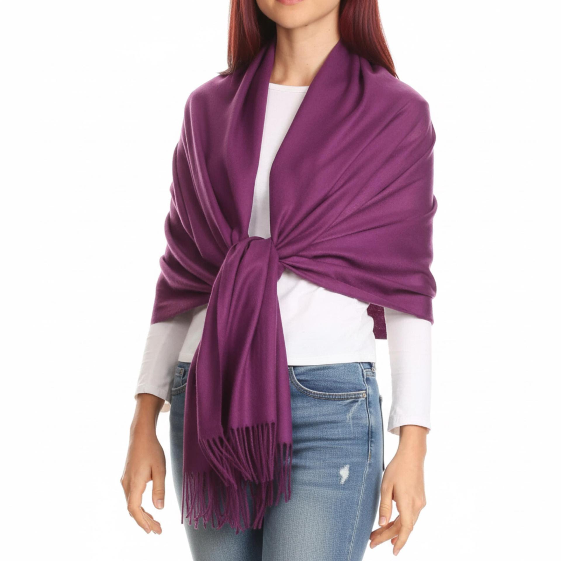 Purple Pashmina, Blanket Shawl - Lightweight Wide Scarf and Wrap
