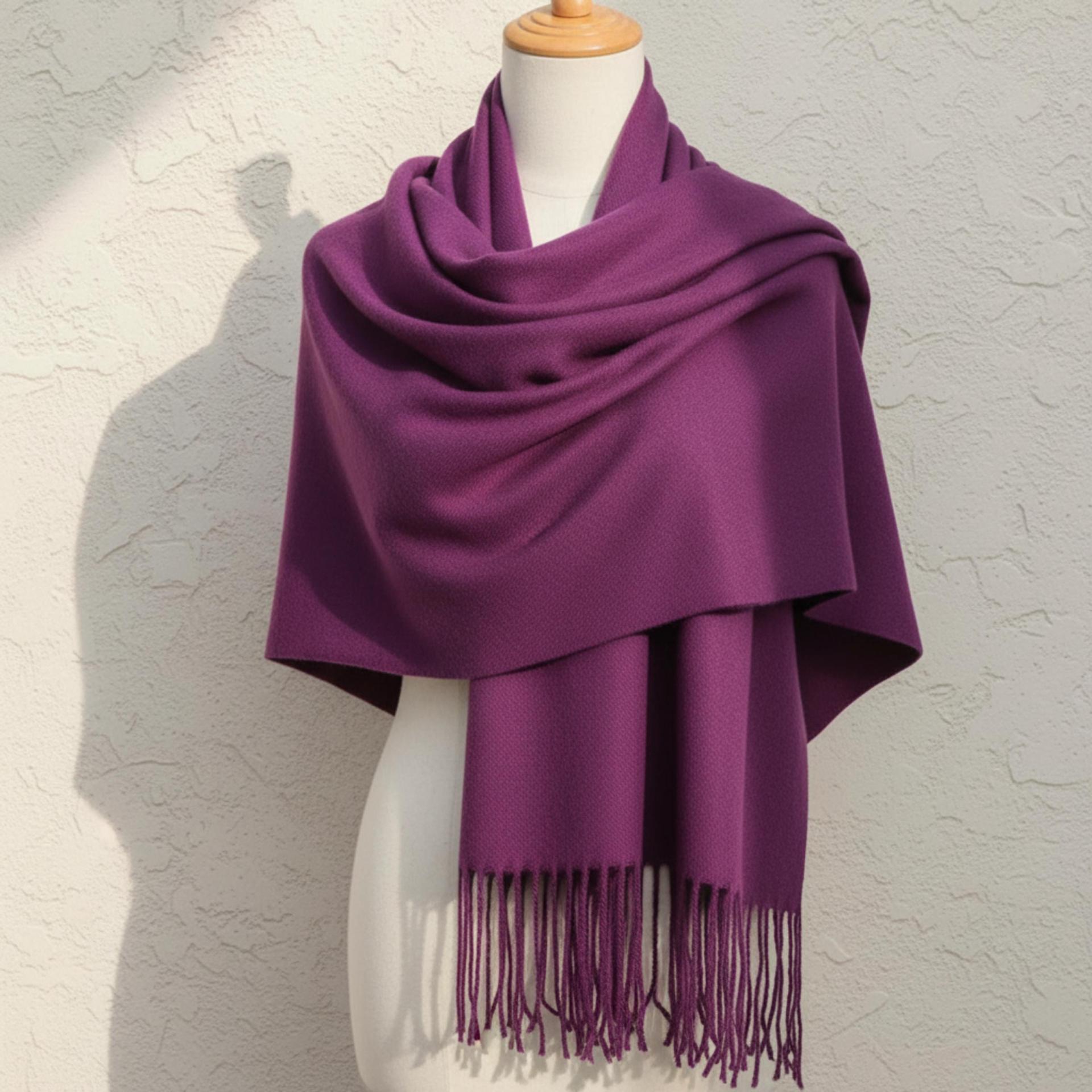 Purple Pashmina, Blanket Shawl - Lightweight Wide Scarf and Wrap