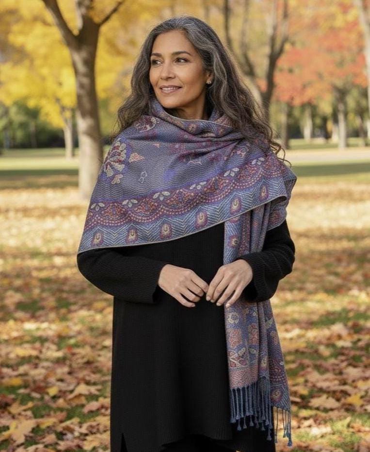 Soft Pashmina Shawl & Scarf for Women, Jacquard Brocade, Shawl, Sarong or Head Wraps
