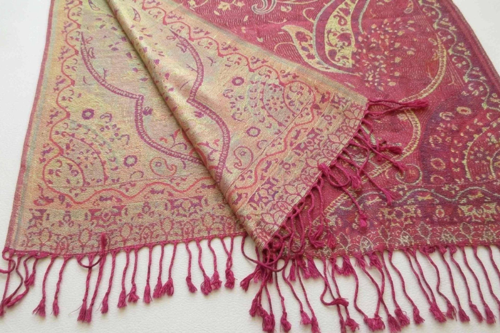 Reversible Soft Pashmina Shawl & Scarf for Women, Jacquard Brocade, Shawl, Sarong or Head Wraps