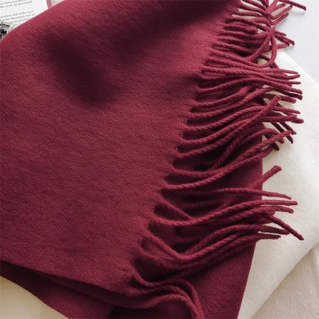 Wine Blanket Shawl - Thick Cashmere Wool Blend - Super Soft Wrap