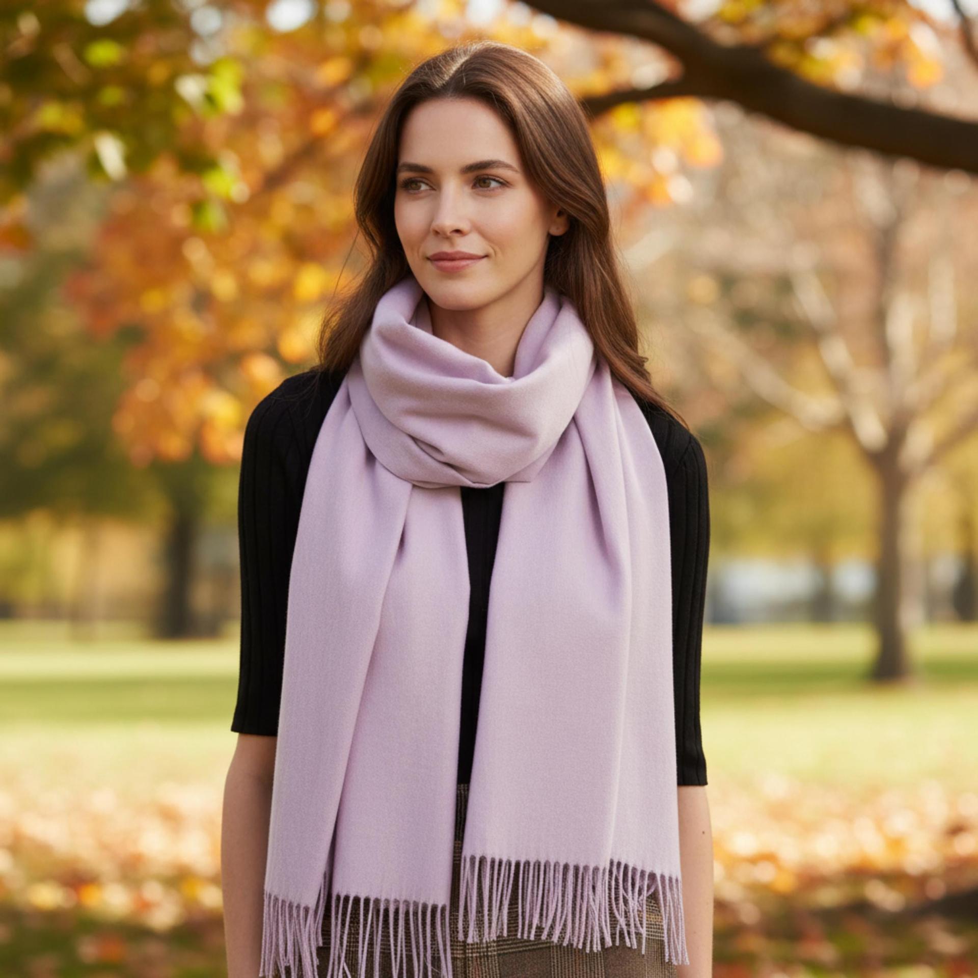 Lilac Blanket Shawl - Thick Cashmere Wool Blend - Super Soft Wrap