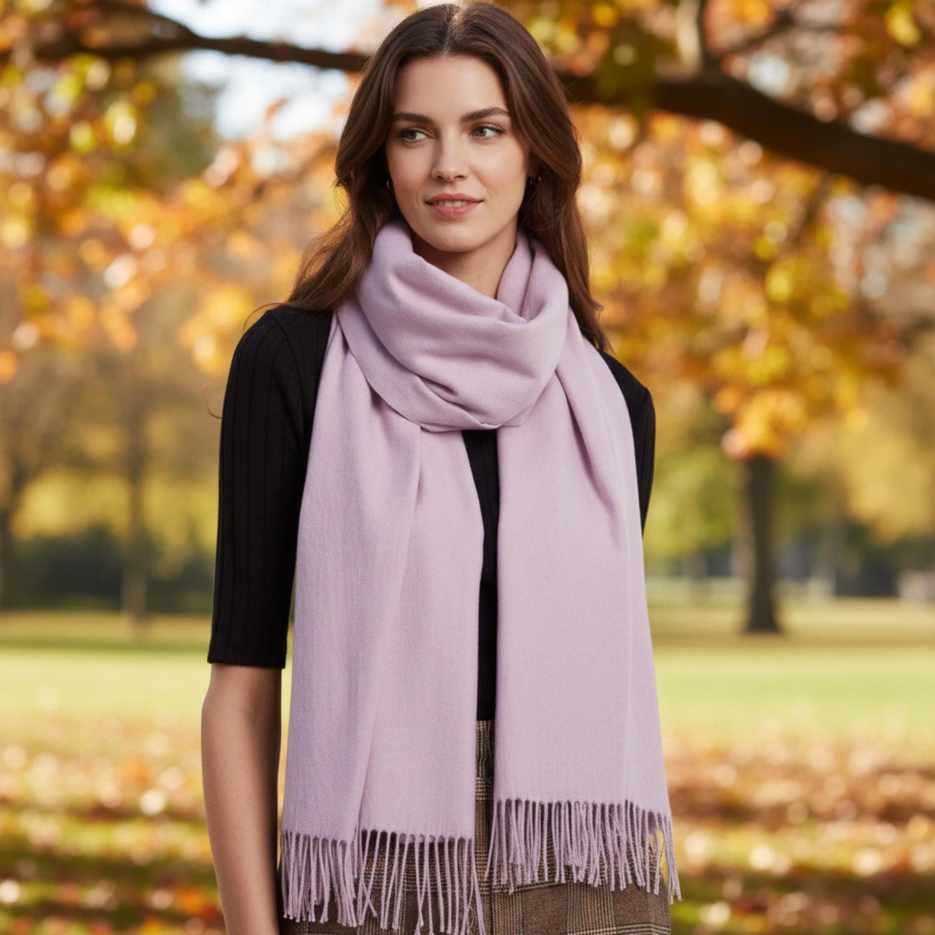 Lilac Blanket Shawl - Thick Cashmere Wool Blend - Super Soft Wrap