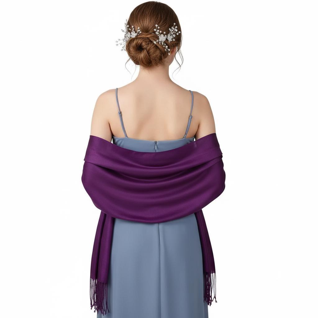 Purple Pashmina, Blanket Shawl - Lightweight Wide Scarf and Wrap