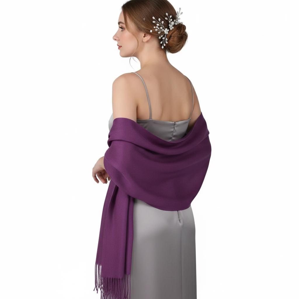 Purple Pashmina, Blanket Shawl - Lightweight Wide Scarf and Wrap