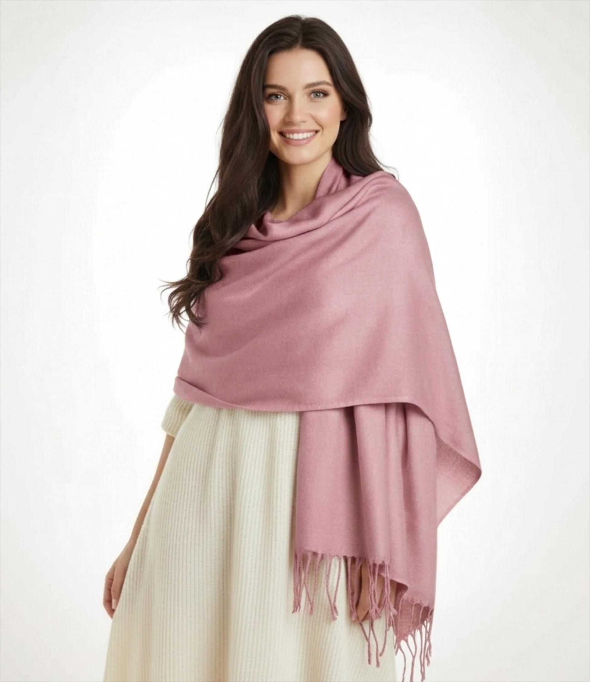 Rose Pashmina, Blanket Shawl - Lightweight Wide Scarf and Wrap