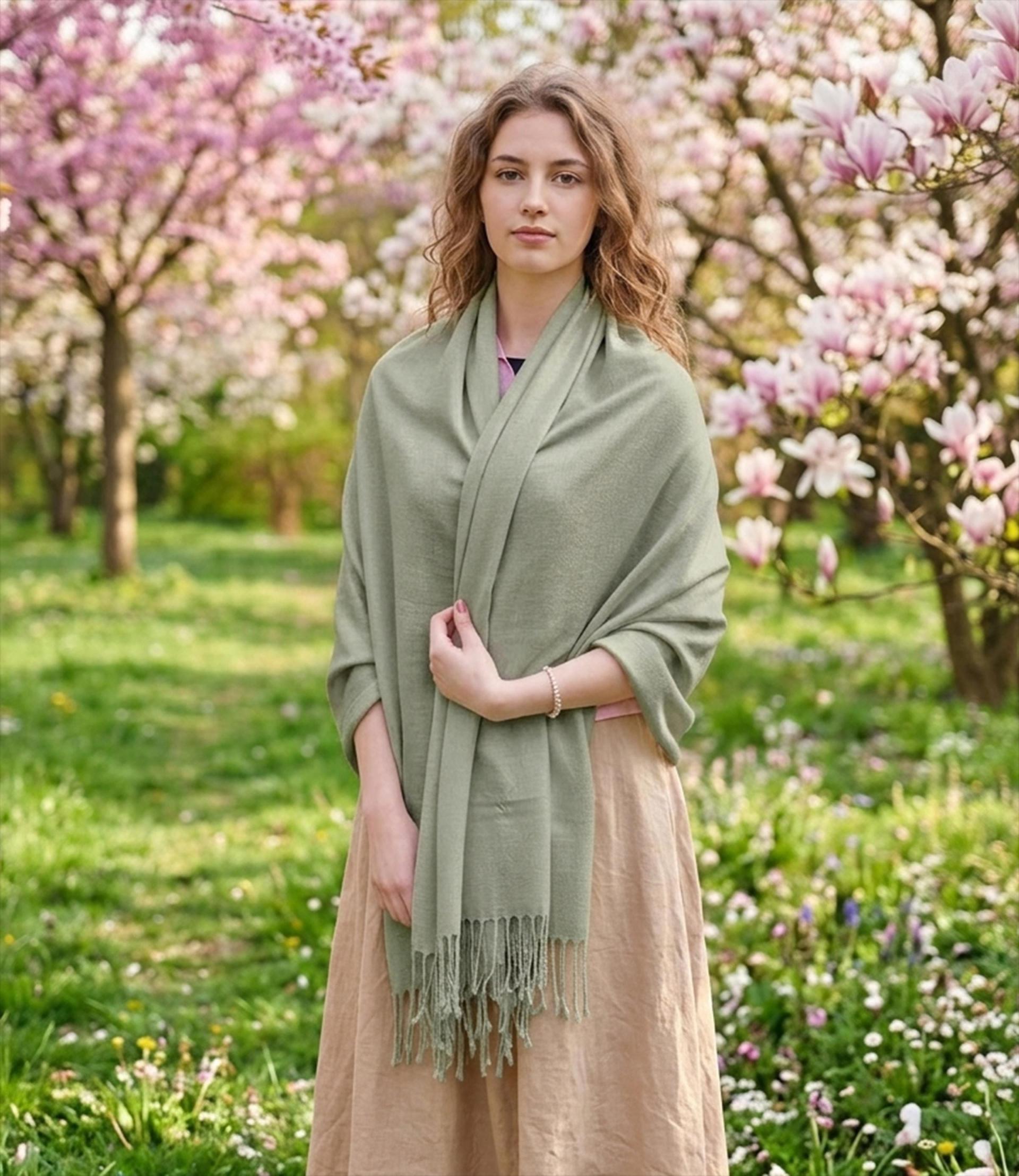 Pashmina Blanket Shawl - Thick Cashmere Wool Blend - Super Soft Wrap