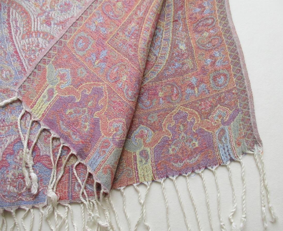 Soft Pashmina Shawl & Scarf for Women, Jacquard Brocade, Shawl, Sarong or Head Wraps