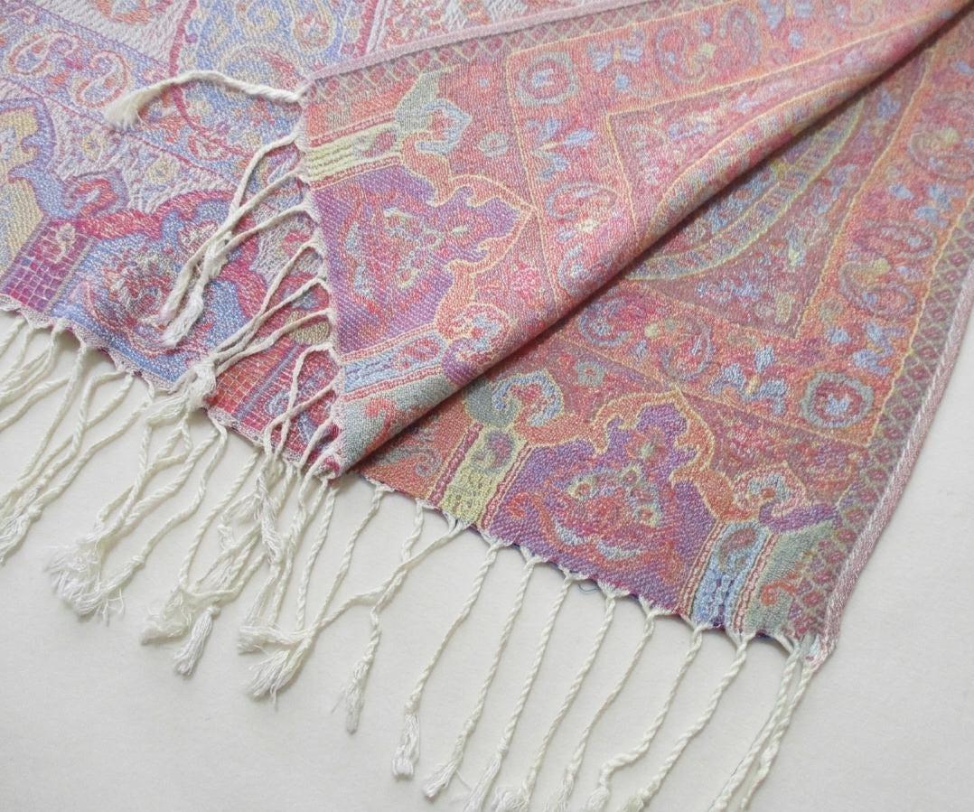 Soft Pashmina Shawl & Scarf for Women, Jacquard Brocade, Shawl, Sarong or Head Wraps