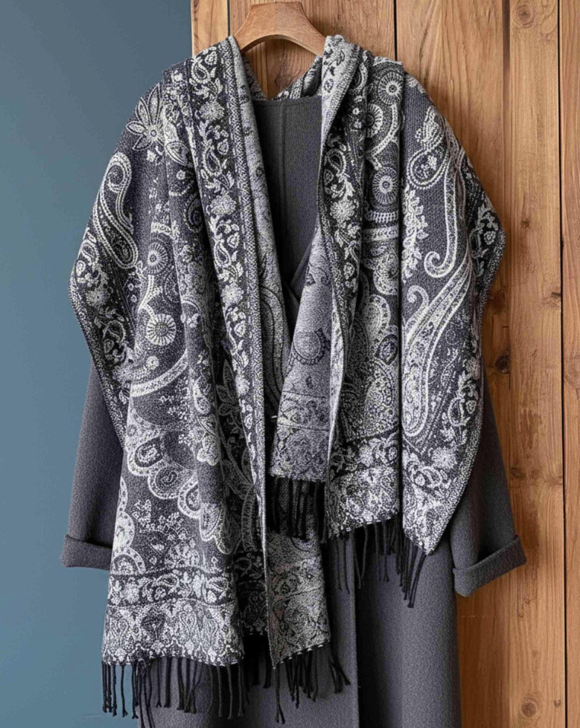 Thick Soft Pashmina Shawl & Scarf for Women, Jacquard Brocade, Blanket Shawl