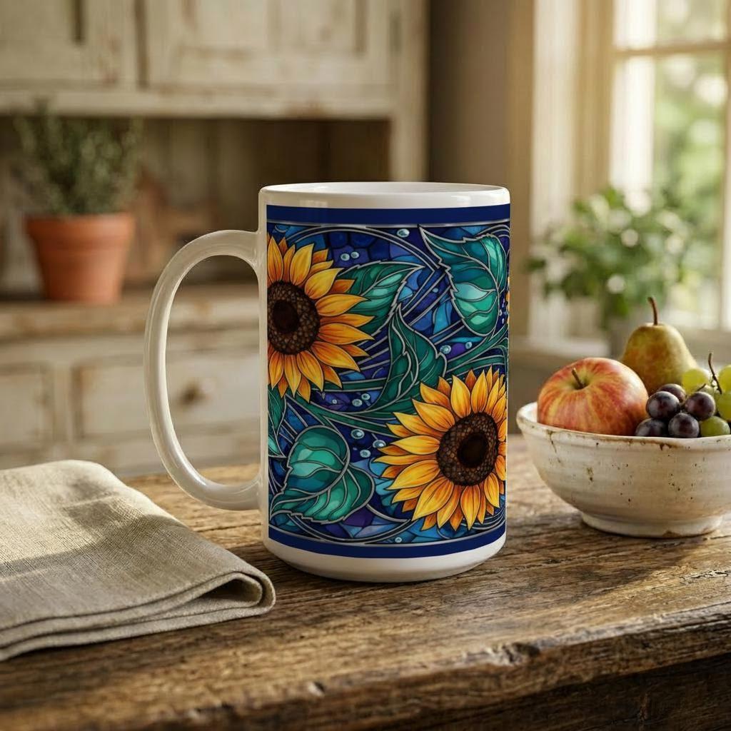 Sunflower Mug - Floral Cups -  Large and Small Ceramic Mugs