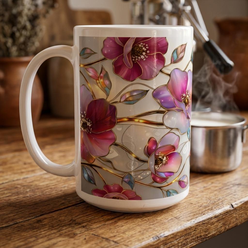 Floral Cups -  Large and Small Ceramic Mugs