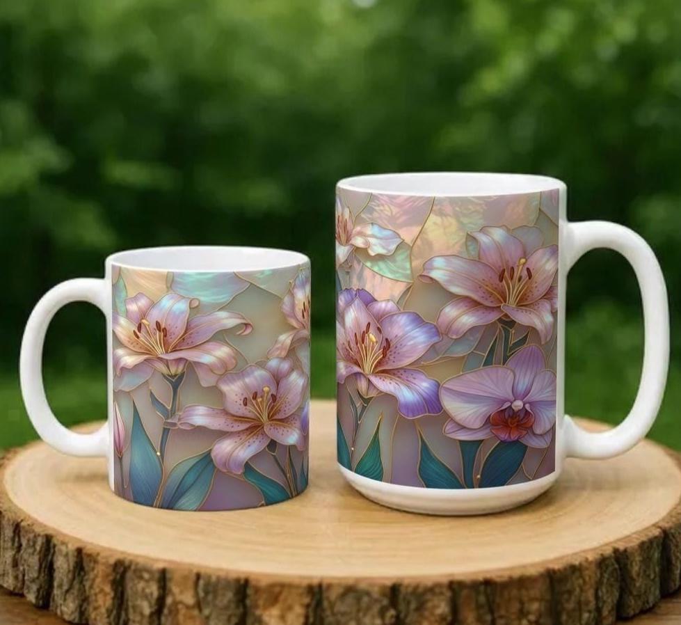Floral Cups -  Large and Small Ceramic Mugs