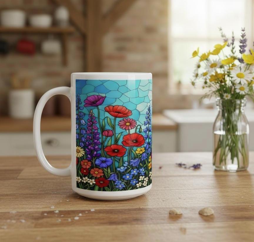 Floral Cups -  Large and Small Ceramic Mugs