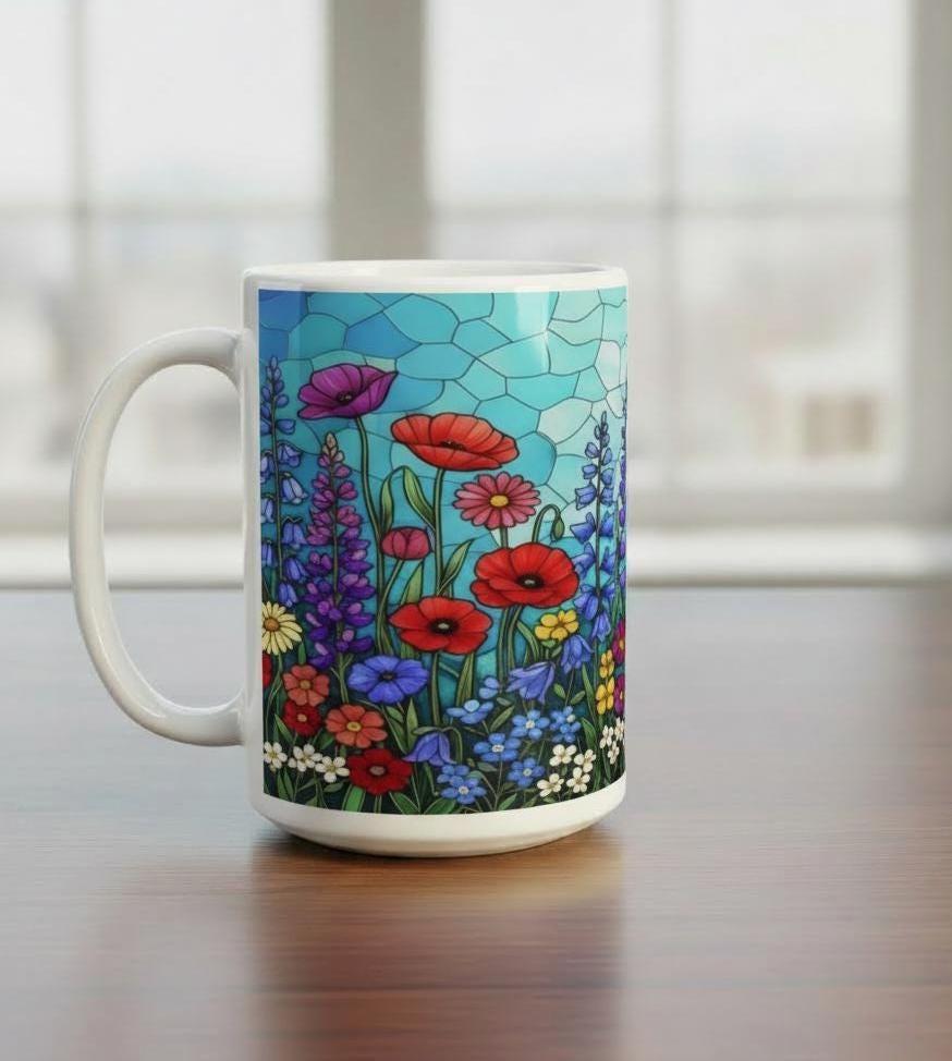 Floral Cups -  Large and Small Ceramic Mugs