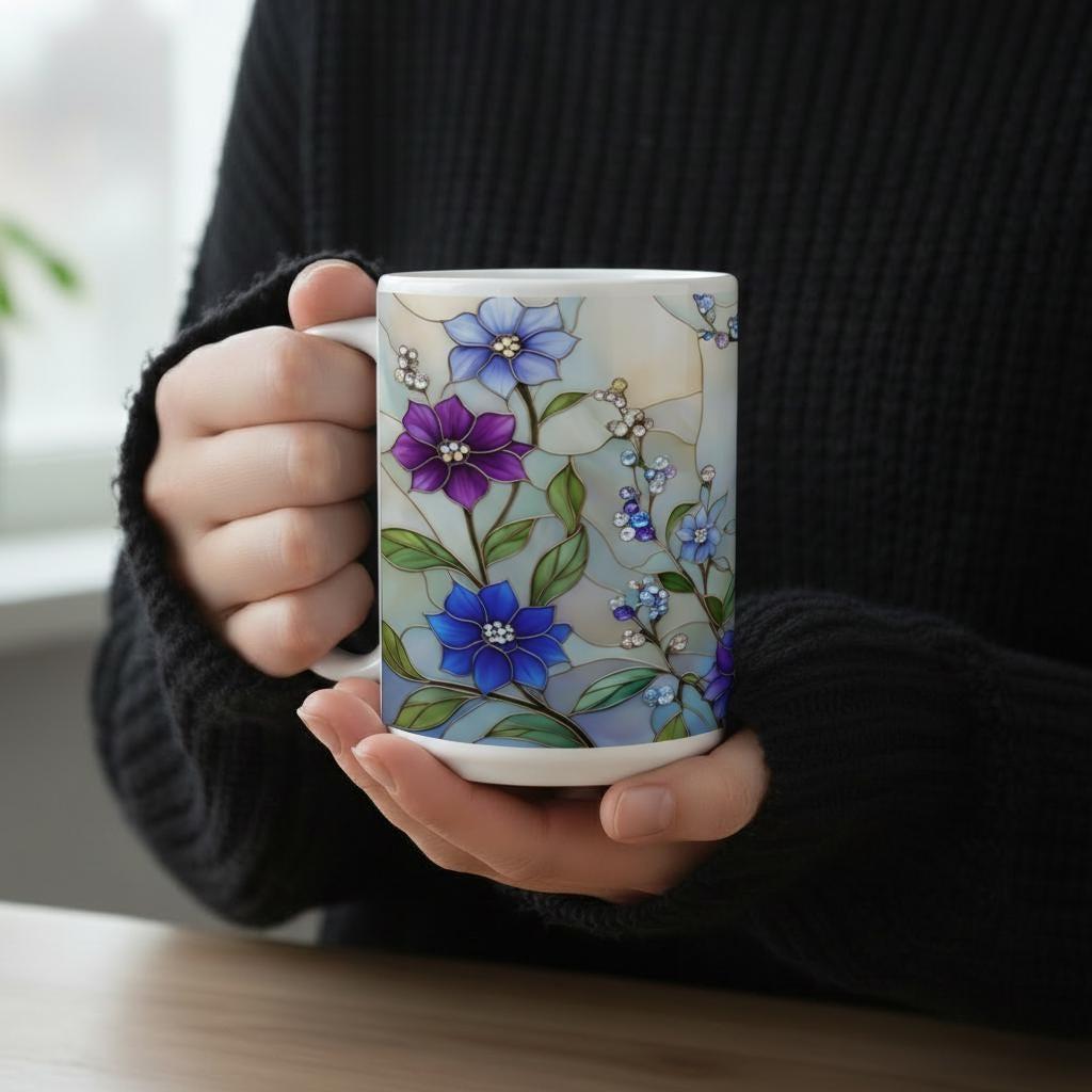 Floral Cups -  Large and Small Ceramic Mugs