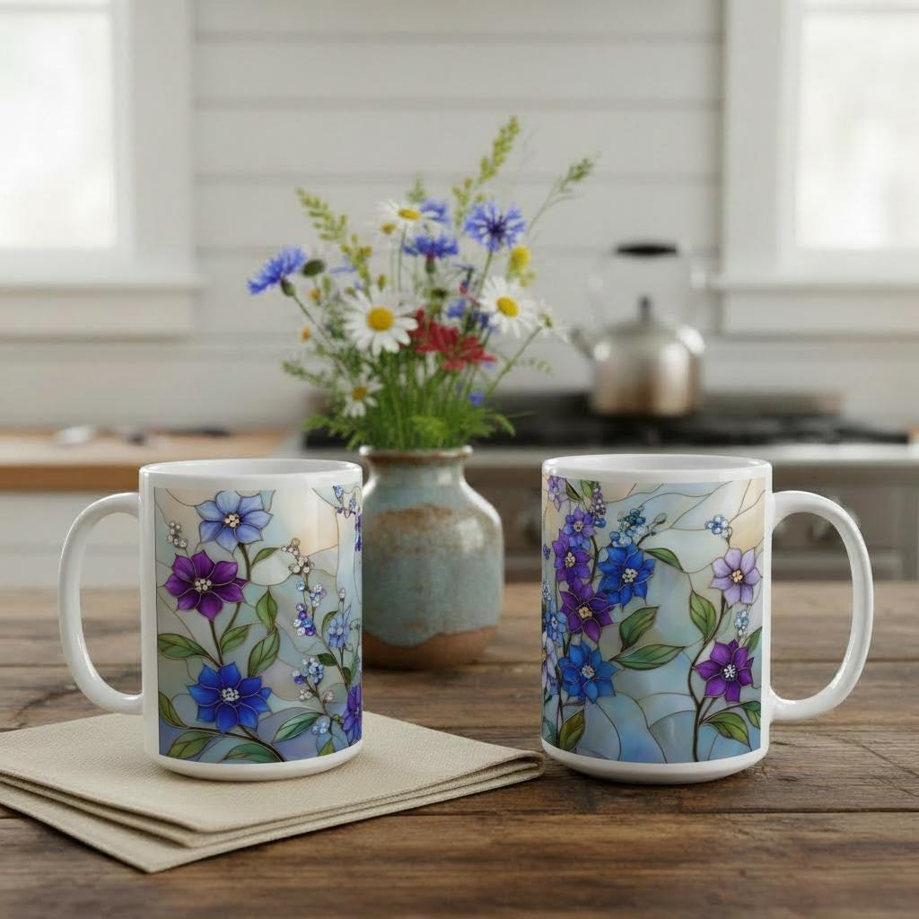 Floral Cups -  Large and Small Ceramic Mugs