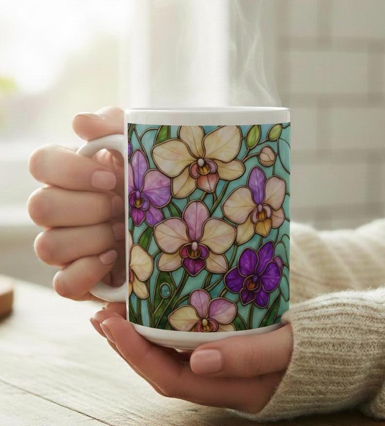 Floral Cups -  Large and Small Ceramic Mugs