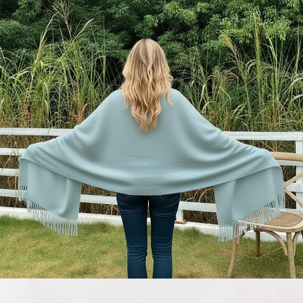 Lightweight Turquoise Pashmina, Blanket Shawl - Wide Scarf and Wrap