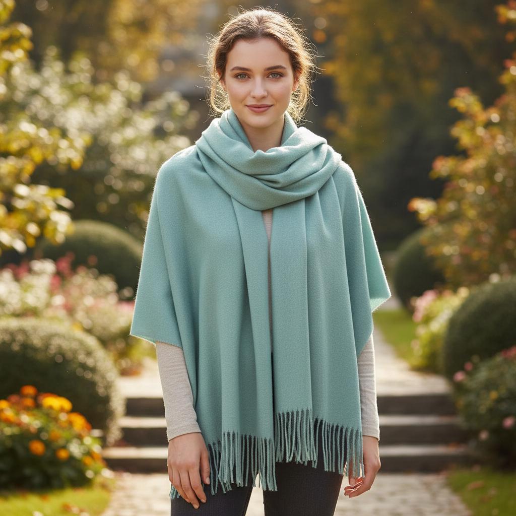 Turquoise Blanket Shawl - Thick Super Soft Wrap