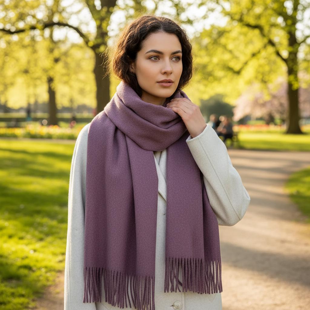 Purple Blanket Shawl - Thick Wide Scarf - Super Soft Wrap