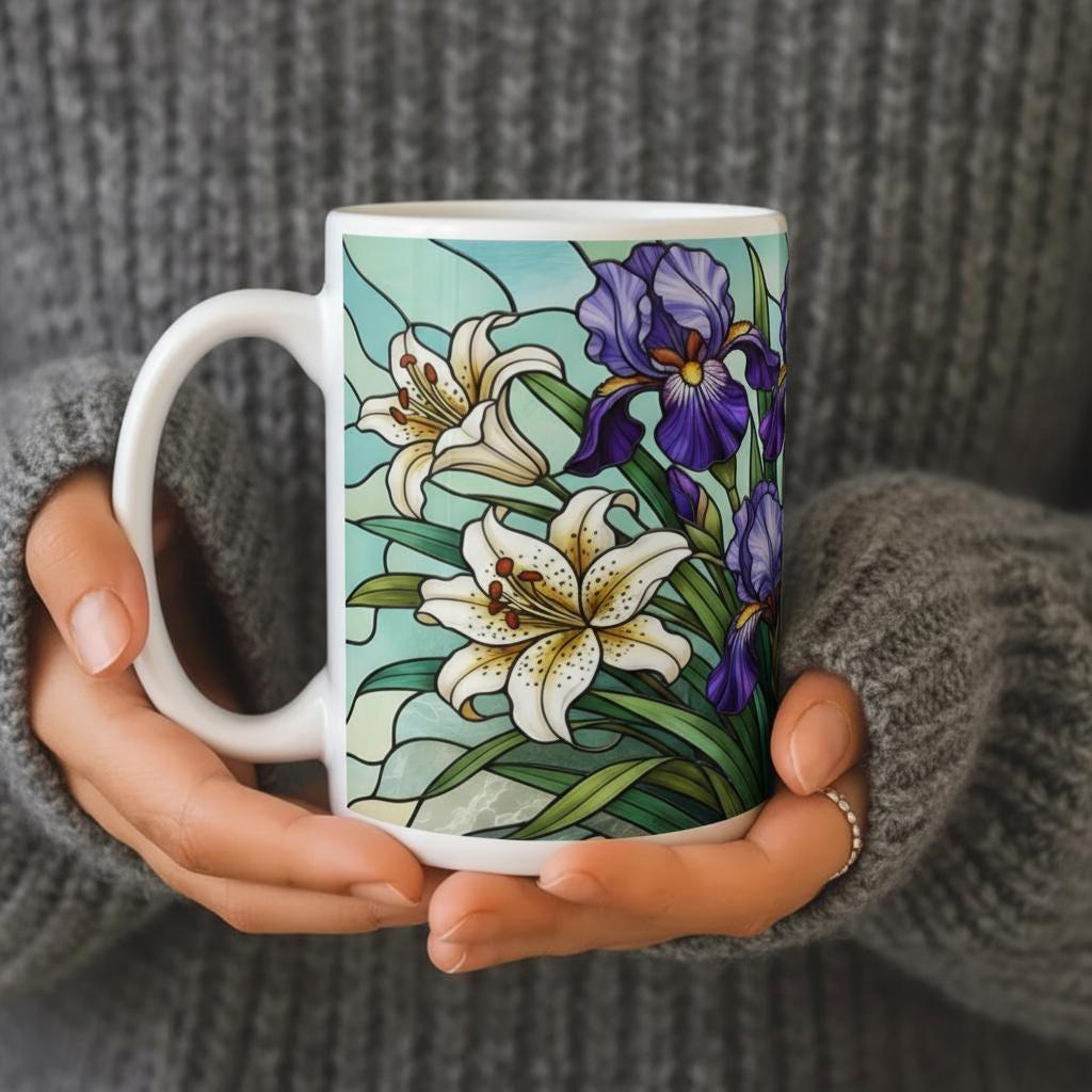 Floral Cups -  Large and Small Ceramic Mugs