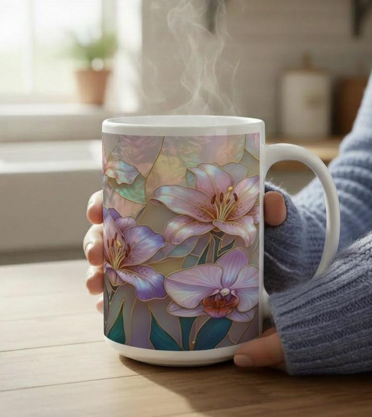 Floral Cups -  Large and Small Ceramic Mugs