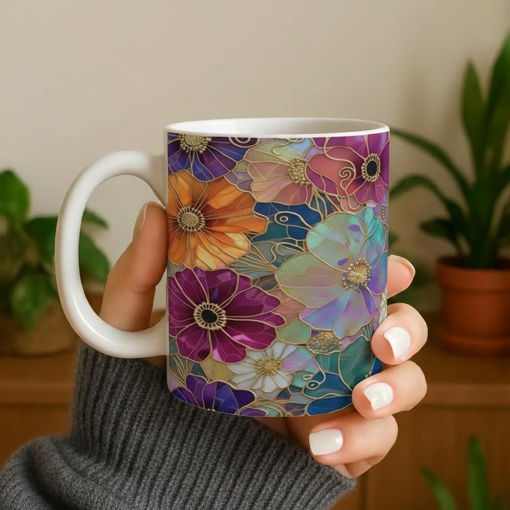 Floral Cups -  Large and Small Ceramic Mugs