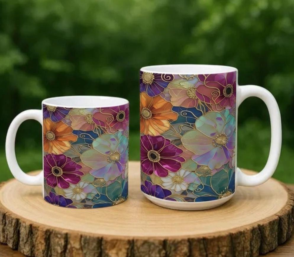 Floral Cups -  Large and Small Ceramic Mugs