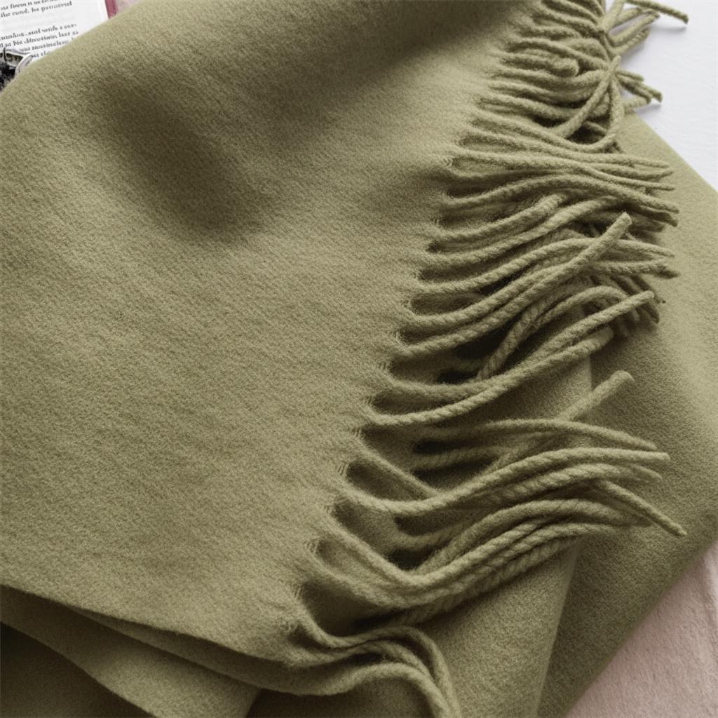Olive Green Blanket Shawl - Thick Wide Scarf - Pashmina Super Soft Wrap