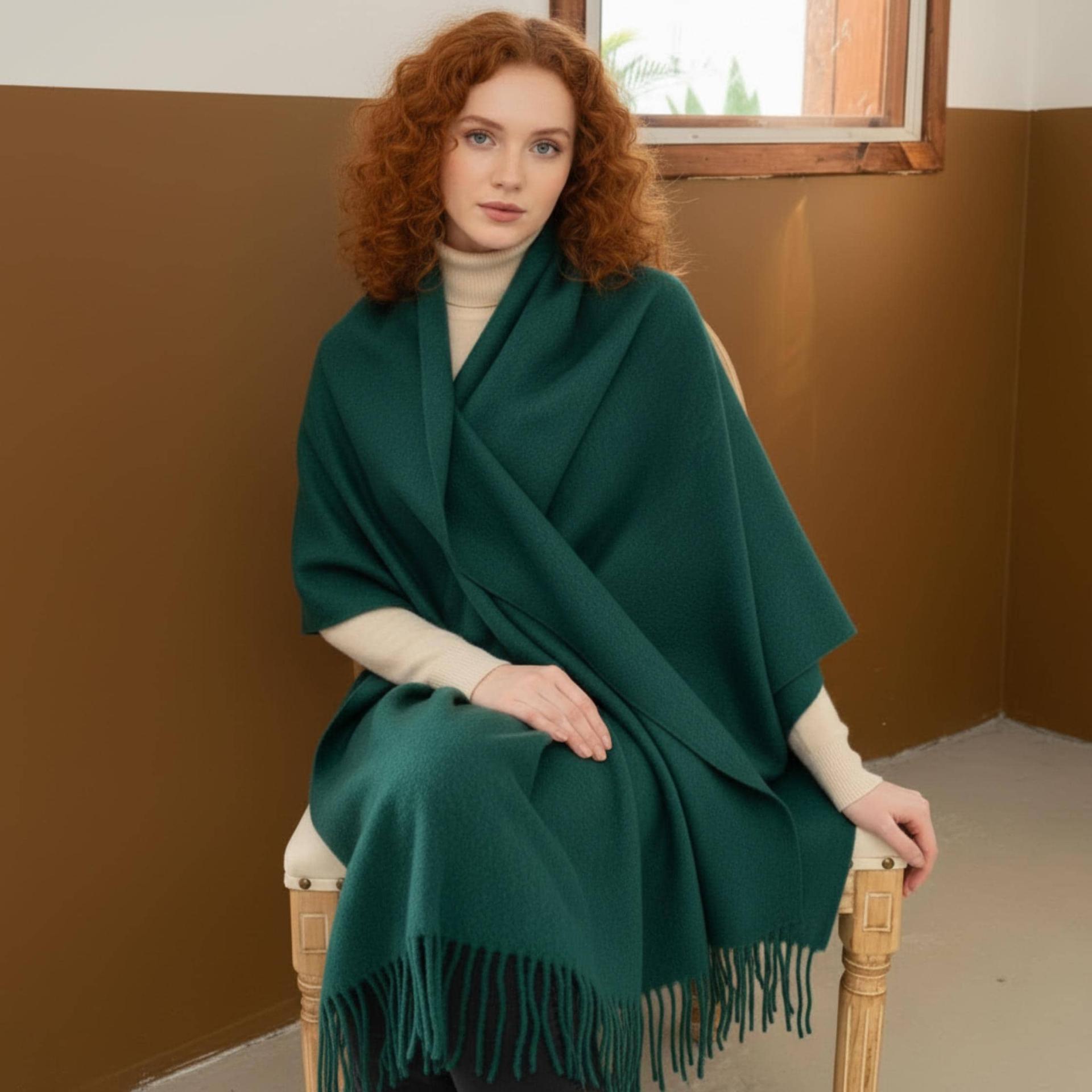 Emerald Blanket Shawl - Thick Wide Scarf - Pashmina Super Soft Wrap